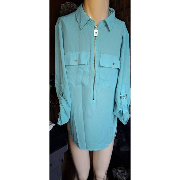 Michael Michael Kors Small Aqua Sheer Blouse - Picture 2 of 7